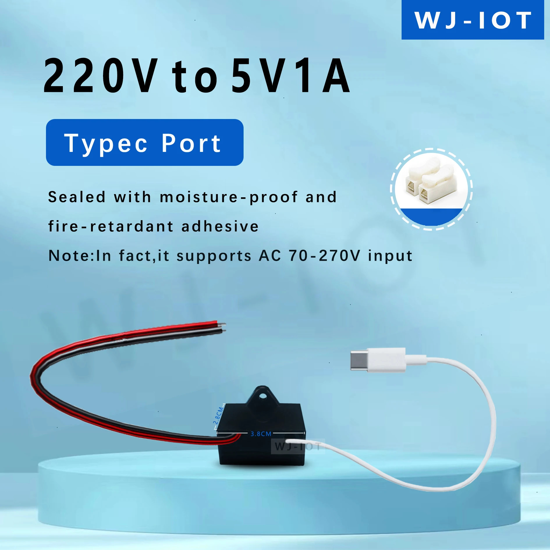 

Small Camera Water-proof power Transformer 80/110/220/230/240V To 5V1/2A Power Supply Type-C Monitoring Adapter USB androidDC