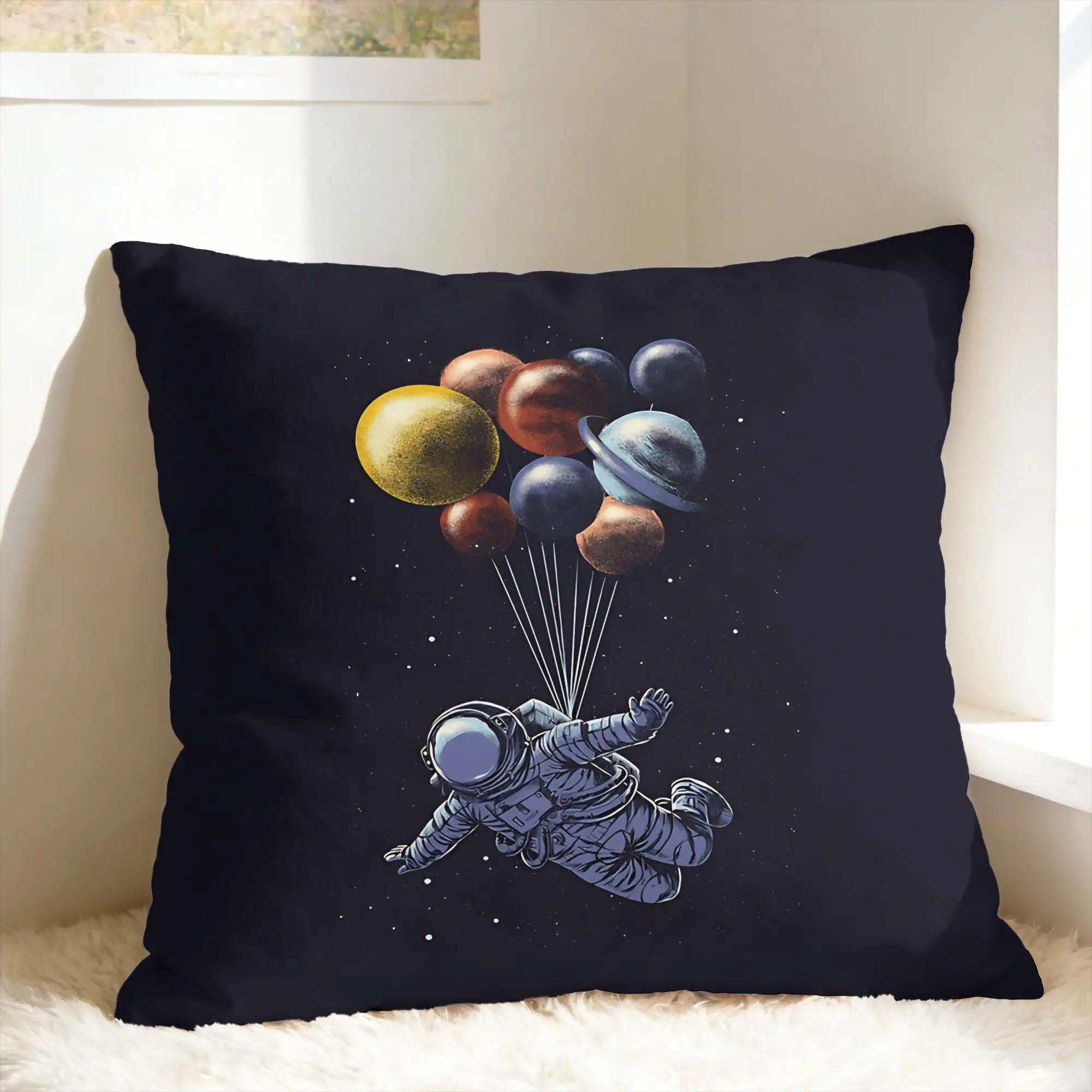 Astronaut & Rocket & Planets Pillow Case  Comfy Pillow Cover For Sofa Bedroom Home Decor Cute Funny Pillowcases