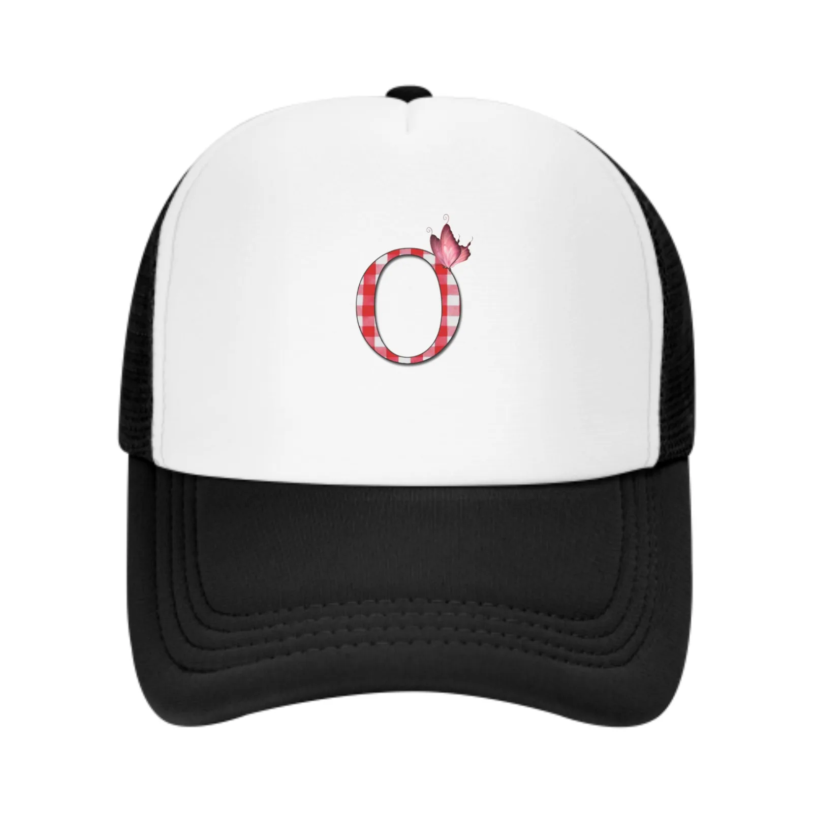 Red Letter O Baseball Caps Fashion Trucker Hat Unisex Mesh Caps for Women Men Outdoor Leisure Travel Neutral Sun Hat