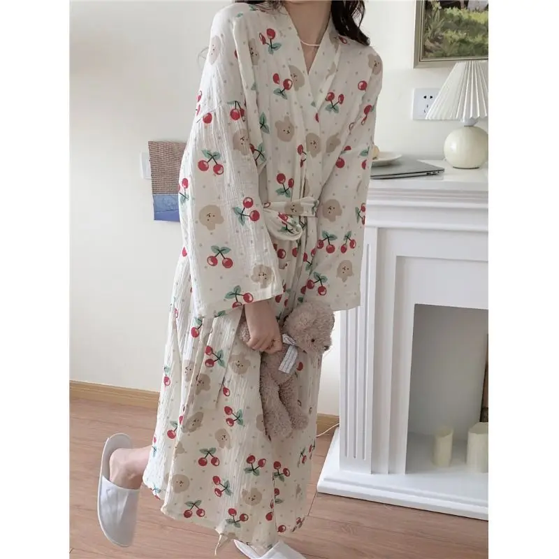 Kimono da donna vestaglia giapponese estiva, pigiama lungo, simpatici accappatoi con orsacchiotto, vestiti per la casa camicia da notte Lady Kimono