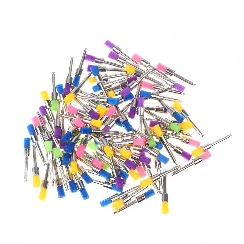 100Pcs Disposable Dental Polishing Brush Nylon Bristle Teeth Whitening Prophy Tool For Dentist Clinic Oral Care Material