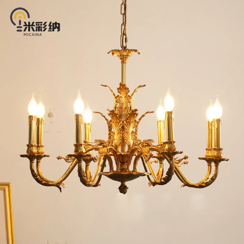 8-головочная французская медная люстра, вилла, гостиная, роскошная атмосфера, европейская спальня, ресторан, ретро-входная лампа