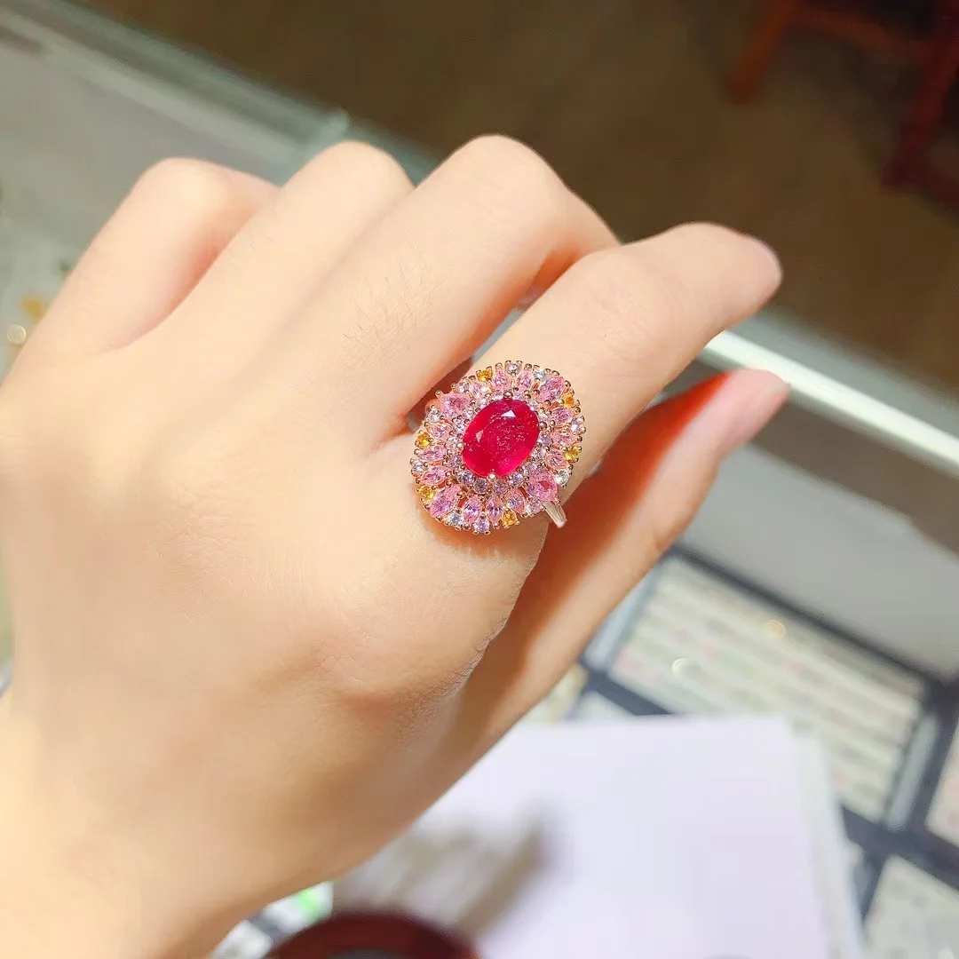 

Natural Ruby Ring 925 Sterling Silver Carry Certificate Burma Ruby Luxury Ring Free Shipping