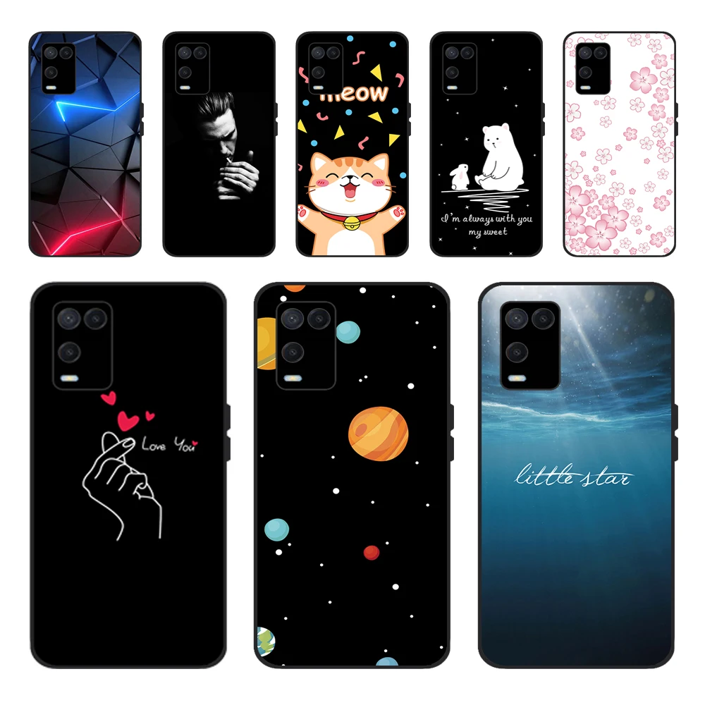 Funda trasera de teléfono para OPPO A54, carcasa de silicona suave, carcasa de tpu negra, para OPPO A54 5G 4G, CPH2239, CPH2195, OPPOA54 A 54