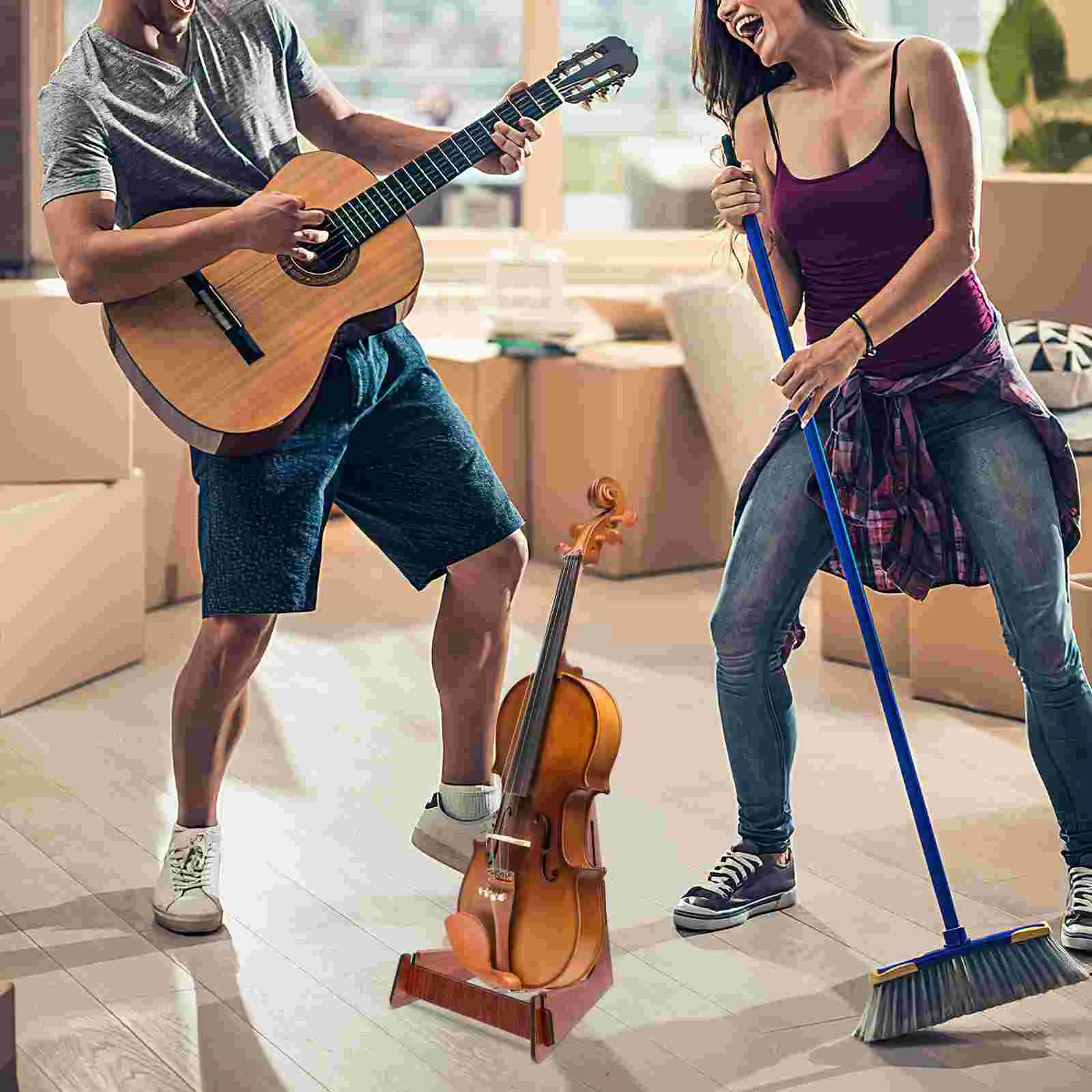 Guitar Stand Display Wooden Shelf Electric Detachable Tool Guitars Floor Household