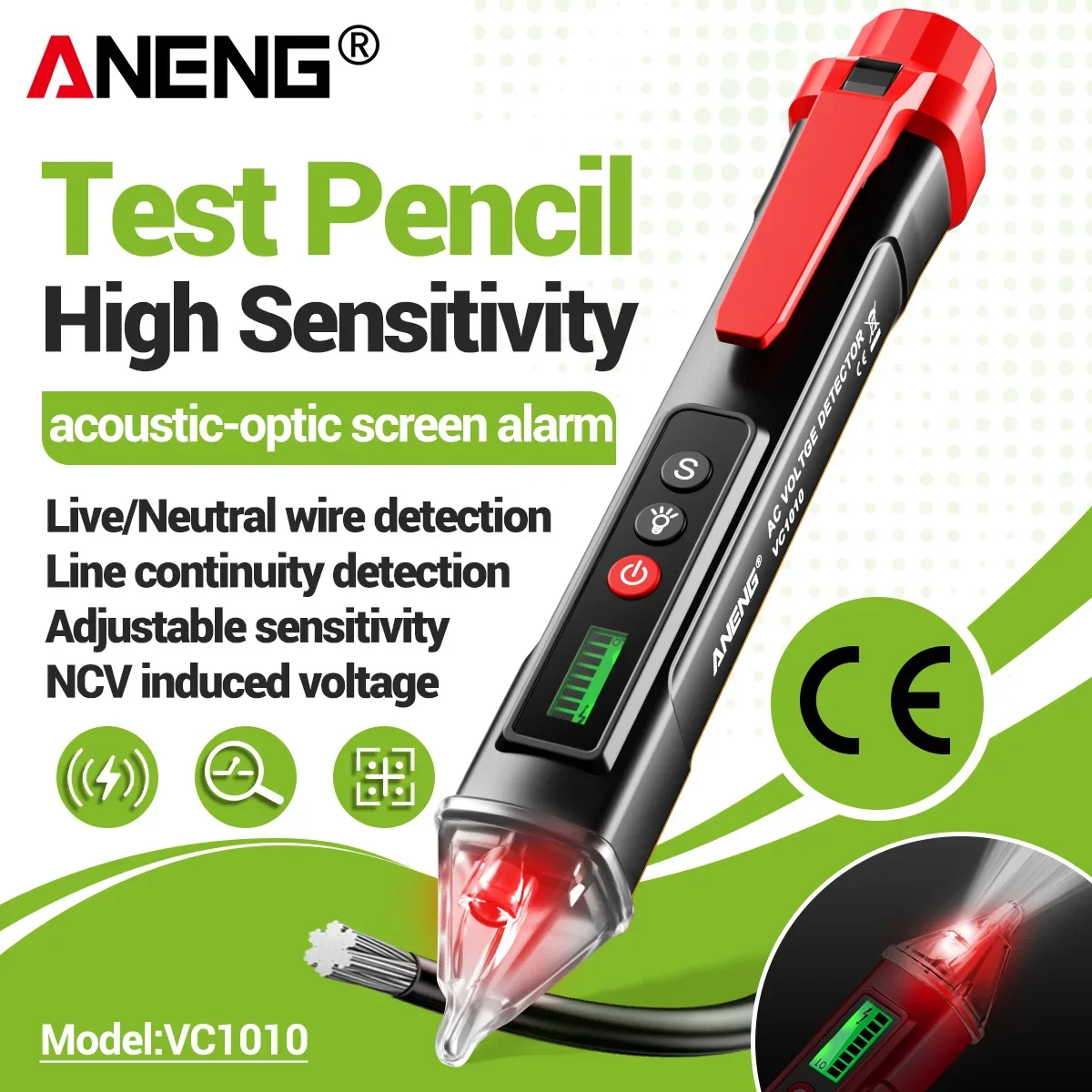 

Digital Voltage Detectors 12-1000V Volt Current Electric Test Pencil AC/DC Non-Contact Pen Tester Meter 2020 new ANENG VC1010