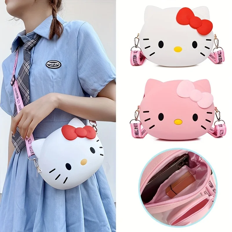 MINISO New Sanrio Hello Kitty Fashion Crossbody Lightweight  Adjustable Strap Zip Closure Chic Durable Bag for Daily Party Wear