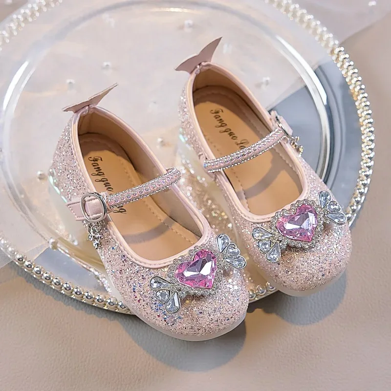 

Модные элегантные туфли из кожи на мягкой нескользящей подошве, универсальные, для вечеринок, осенние, новые, детские туфли для девочек-принцесс