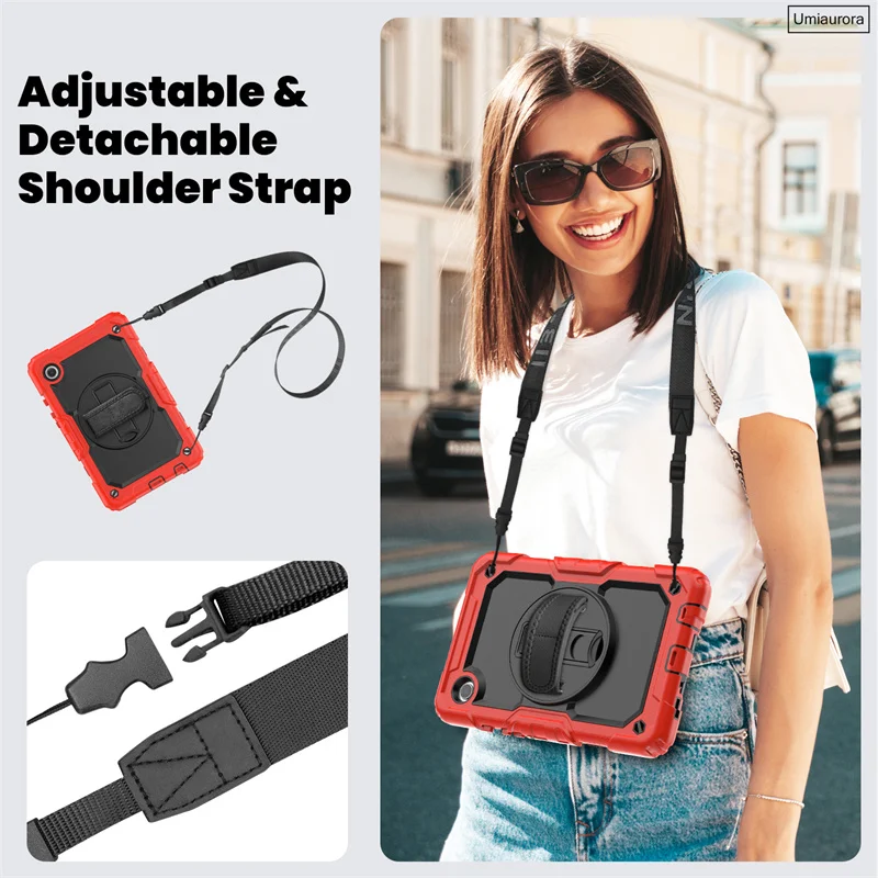 For Samsung Tab A7 A8 A9 A11+ Plus SM-X230 X210 X130 S6 Lite 10.4" Heavy Duty Rugged Tablet Case Stand Strap Shockproof PC Funda