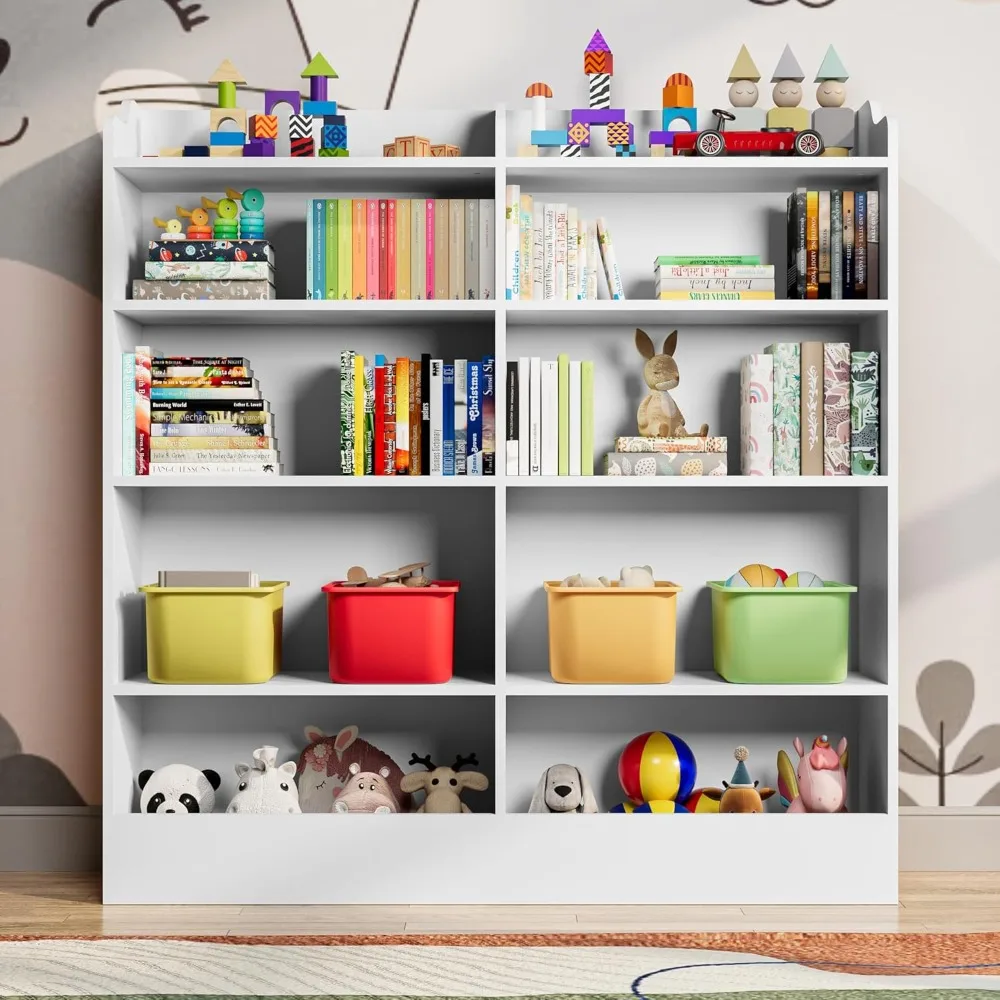 Kids Bookshelf, 10 Cubbies Kids Toy Storage Organizer,Toddler Bookcase Storage Cabinet for Playroom, Bedroom, Kids Room