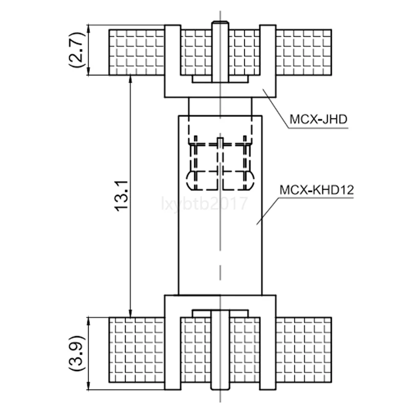 Board-to-board RF connector blind plug male MCX-JHD with female MCX-KHD12 combined height 13.1mm solution