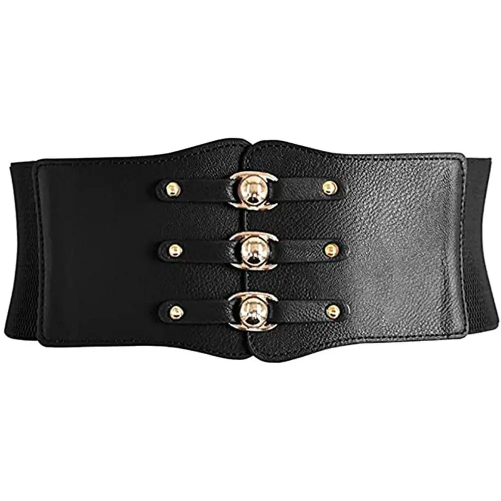 Leisure Slimming Body All-match Corset Metal Buckle Skirt Decorations PU Leather Cummerbund Wide Waistband Elastic Waist Strap