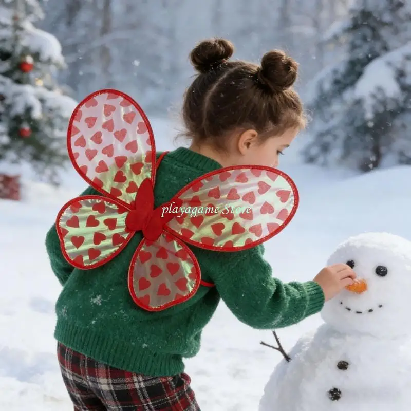 Y88A Practical Organza Heart Wing Fashion Heart Butterfly Wing for Children Role Play Activities in Theater and Celebrations