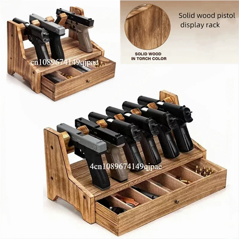Estante para pistola estilo cajonera de 17,5 pulgadas, hecho de madera para Glock G17 G19 G22 G43X 1911 USP Sig Sauer P226, equipo de caza táctico