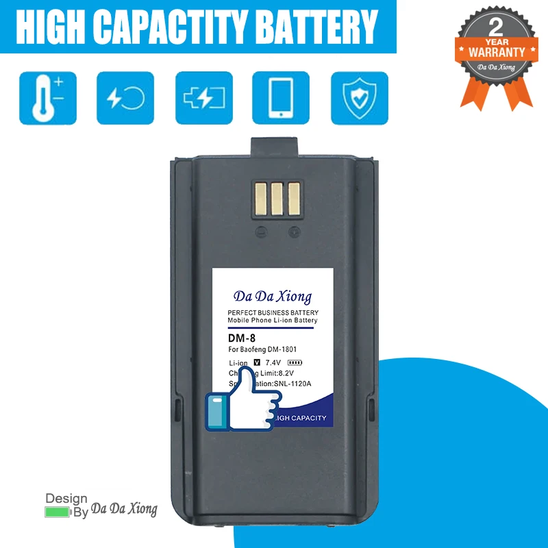 DM-8 3000mAh High Quality Battery For Baofeng DM-1801 DM-860 BF-H6 DM-8 DMR Walkie Talkie Two Way Radio Batteries