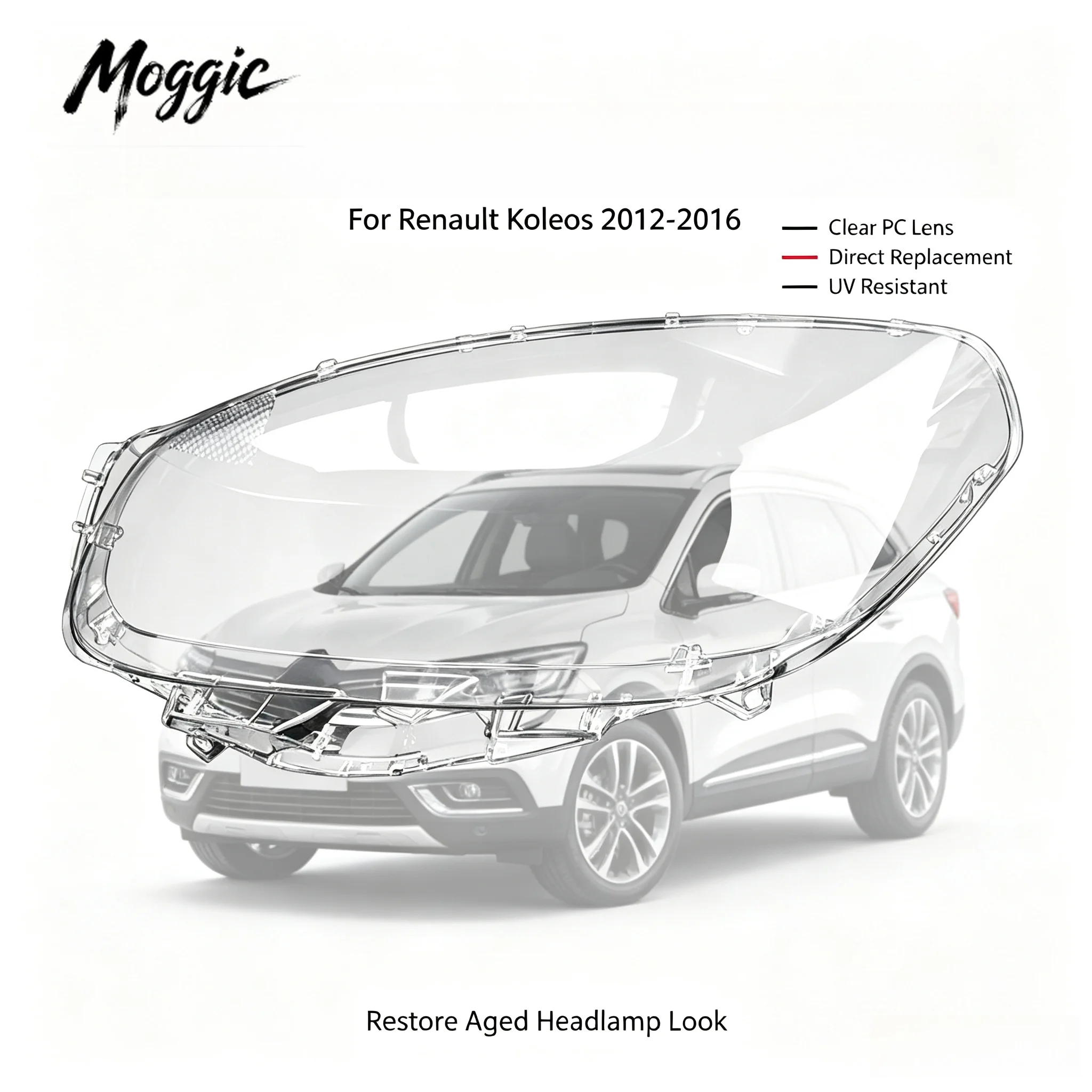 Moggic Headlight Lens Cover Suitable for Koleo 2012 2013 2014 2015 2016 All Versions Left Right Side Replacement PC