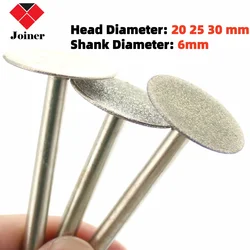 초박형 T 헤드 다이아몬드 그라인딩 바늘 비트 장착 포인트 조각 도구 3 개 20 25 30mm, 생크 6 mm 보석 주얼리