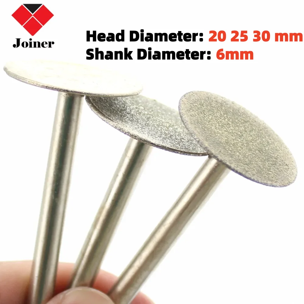 3Pcs 20 25 30 mm Super-Thin T Head Diamond Grinding Needle Bit Mounted Point Carving Tools Shank 6 mm Gemstone Jewelry