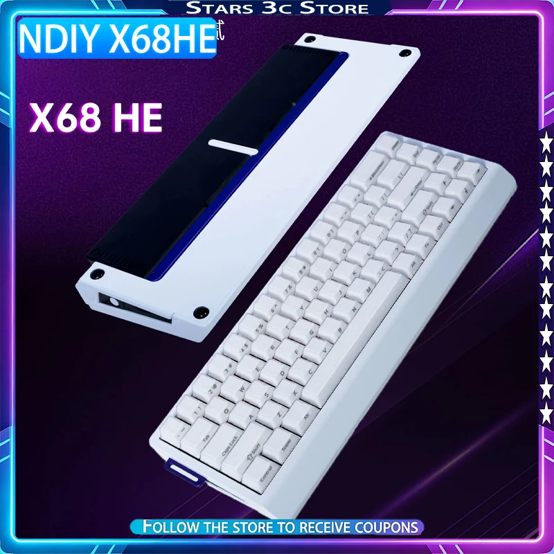 NDIY X68HE Silent Magnetic Switch Keyboard Wired Aluminum Alloy 0.125ms 8K Return Rate with Low Latency RGB Gaming Keyboard
