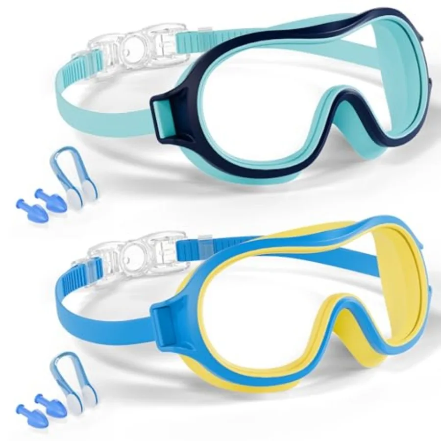 

Aegend 2 Pack Swim goggles for 3-15, Anti-Fog Anti-UV Wide Vision Waterproof, No leak Swimming goggles for Boys Girls