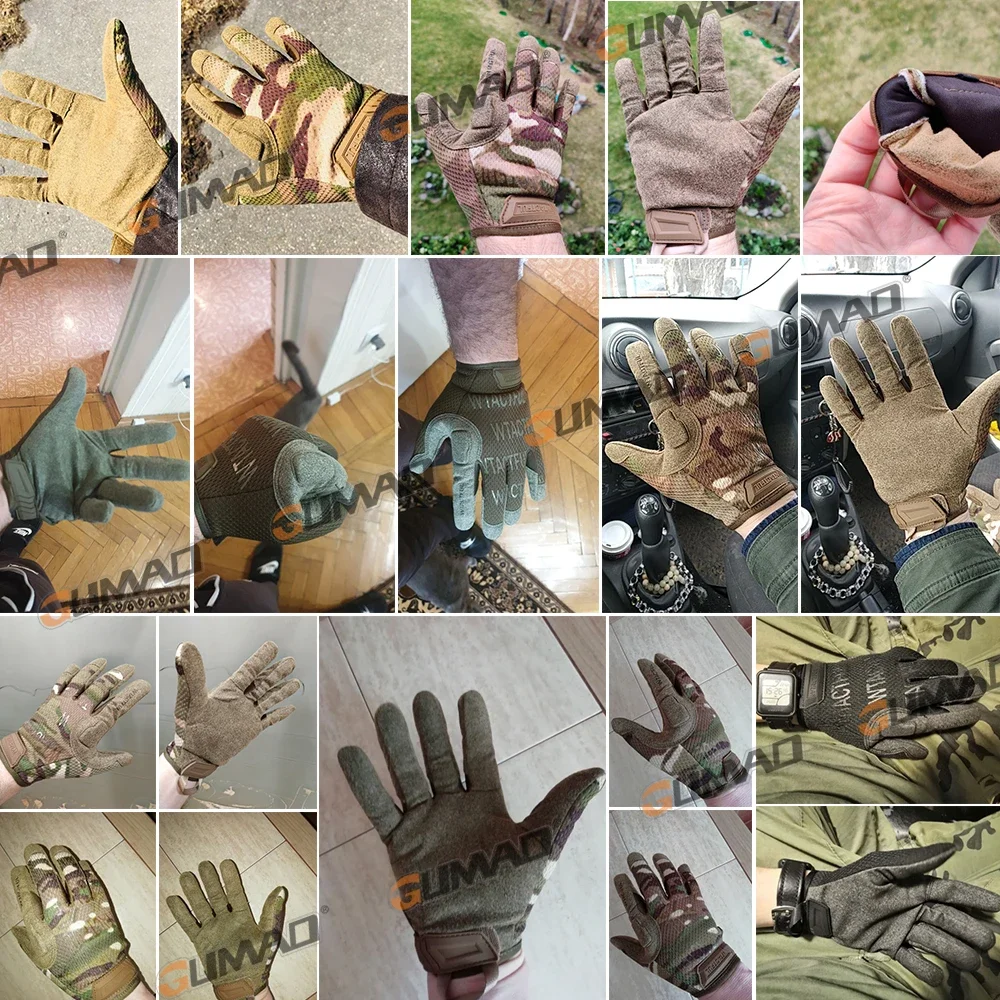 Guante largo de dedo completo para hombre, guantes negros, guantes tácticos Airsoft, deporte, senderismo, motociclista, ciclismo, conducción,