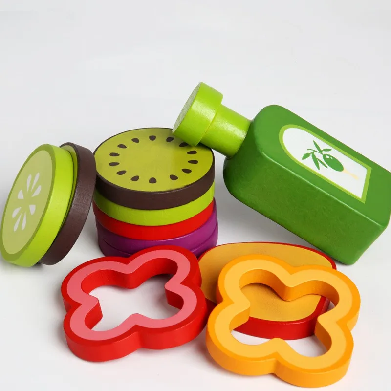 Wooden kitchen food combinations can also be used as decorations, puzzle toys, etc