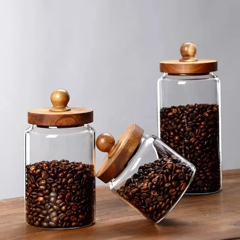 1pcs Glass Sealed Jar Coffee Tea Airtight Food Containers Hermetic Pots Dustproof Dampproof Storage Tank For Kitchen Accessories