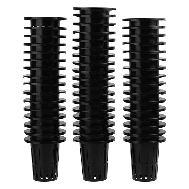 

ABFI 100 шт. черная пластиковая крепежная корзина для садоводства, беспочвенная сетка с прорезями, чашки для растений, горшки, ведра, корзины для гидропоники