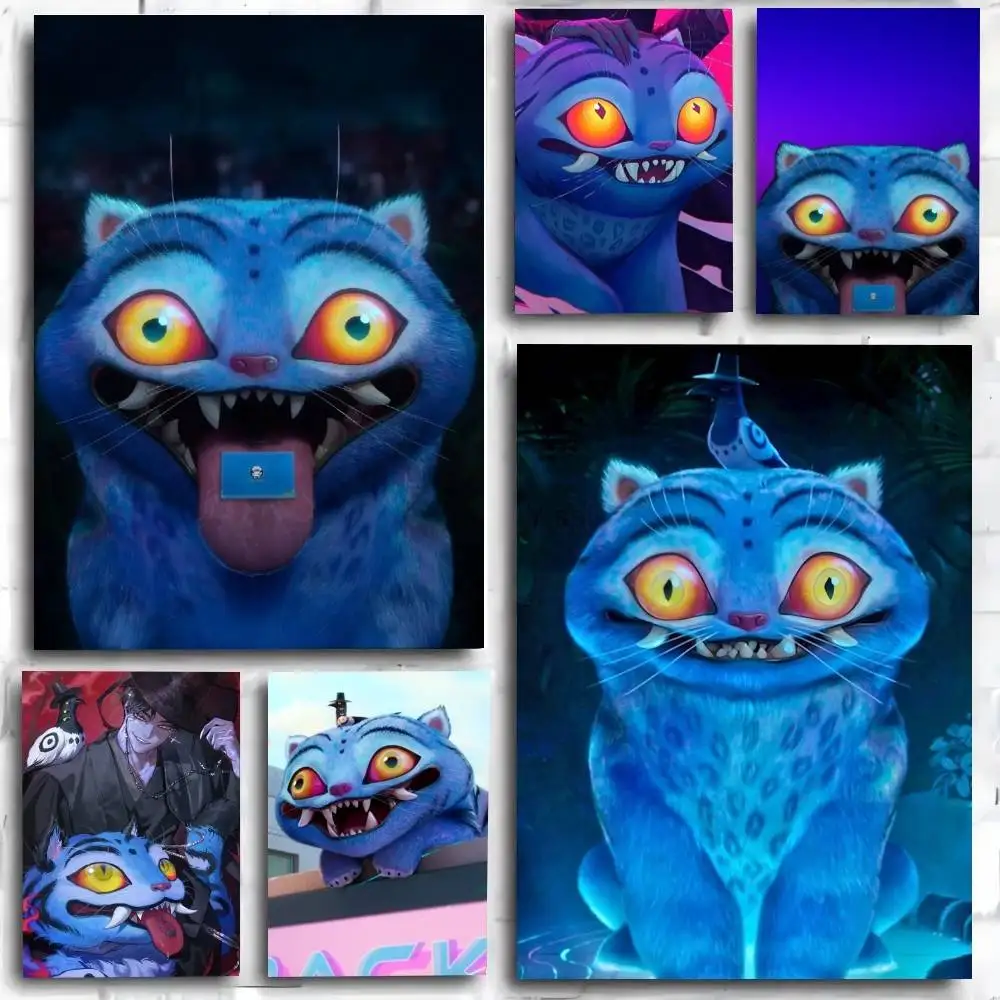 Cute KPOP Animation cat Poster Art Print Anime Style Home De