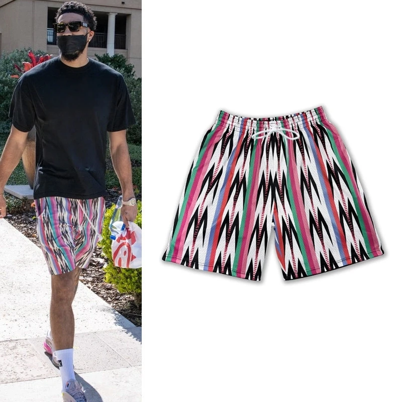 

Men's Fully Printed Quick Drying Elastic Waist Basketball Shorts, Casual Street Shorts, Running Shorts with Pocket Drawstring