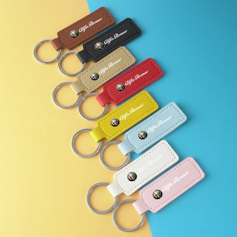 Hub Caps Leather Car Keychain Keyring Woman Gifts Pendant Key Chain Key Ring For Alfa Romeo Giulia Stelvio Giulietta 159 147 156