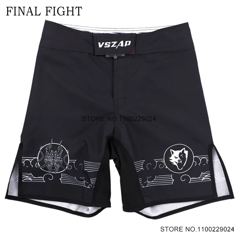 MMA Shorts Men Vszap 2024 New Muay Thai Boxing Training Trunks Black Quick Dry Gym Grappling Mixed Martial Arts BJJ Fight Wear