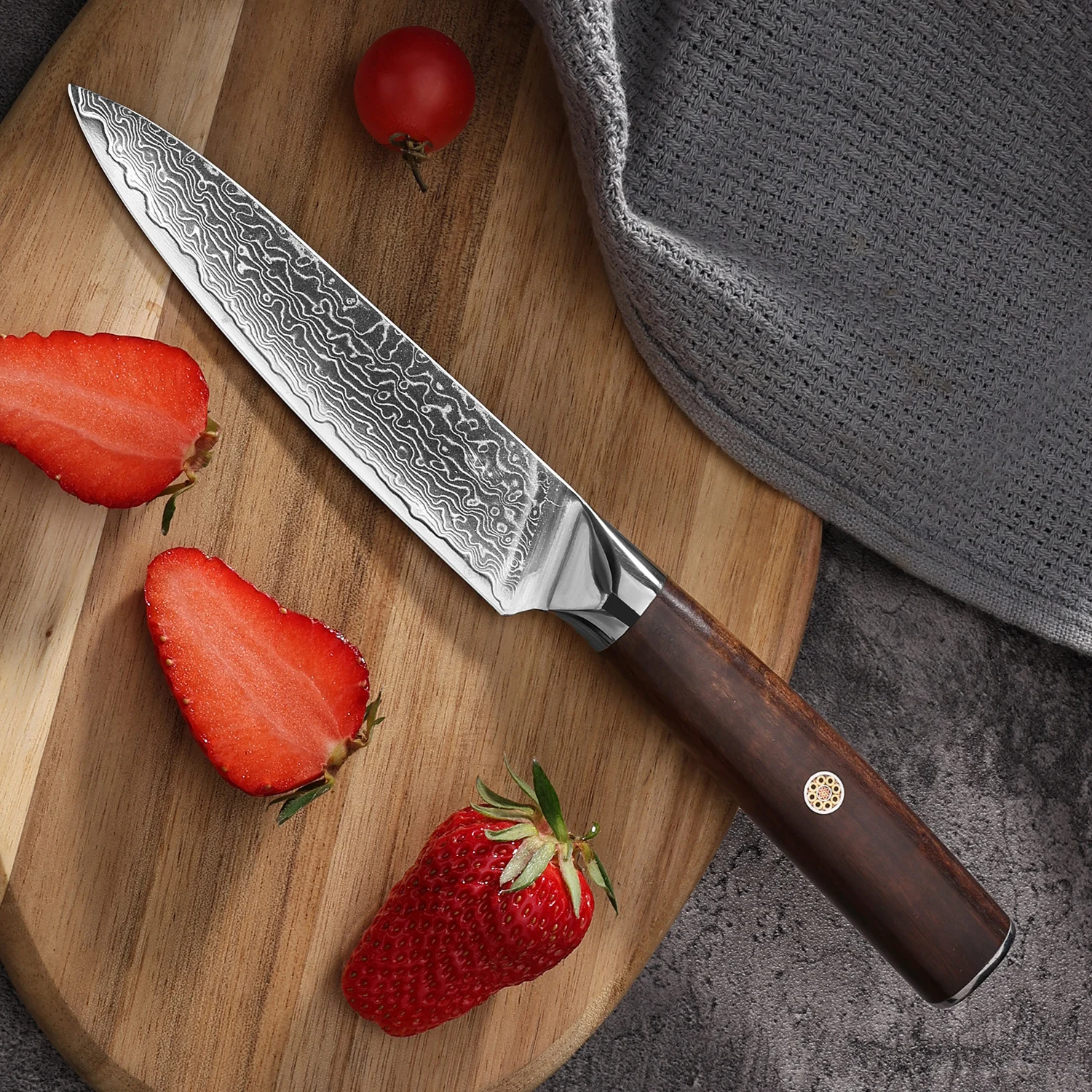 

5 Inch Utility Knife 67-layers Damascus VG10 Steel Blade Wood Handle Paring Barbecue Steak Slicing Cleaver Kitchen Sharp Knife