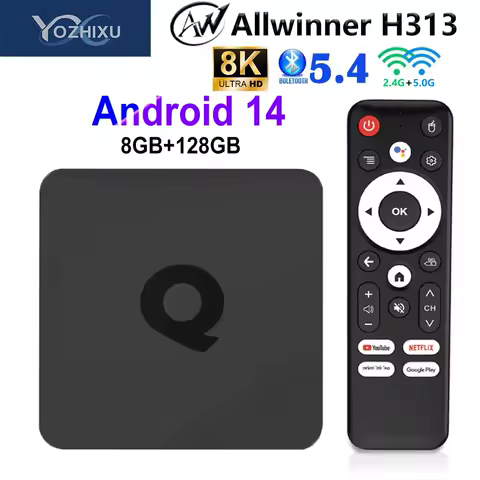 YOZHIXU TV Box Q1 Android 14 AllwinnerH313 HD 8K HDR10+ 2.4G&amp;5G Wifi BT 5.4 Netflix Google Voice Remote Streaming Media Player