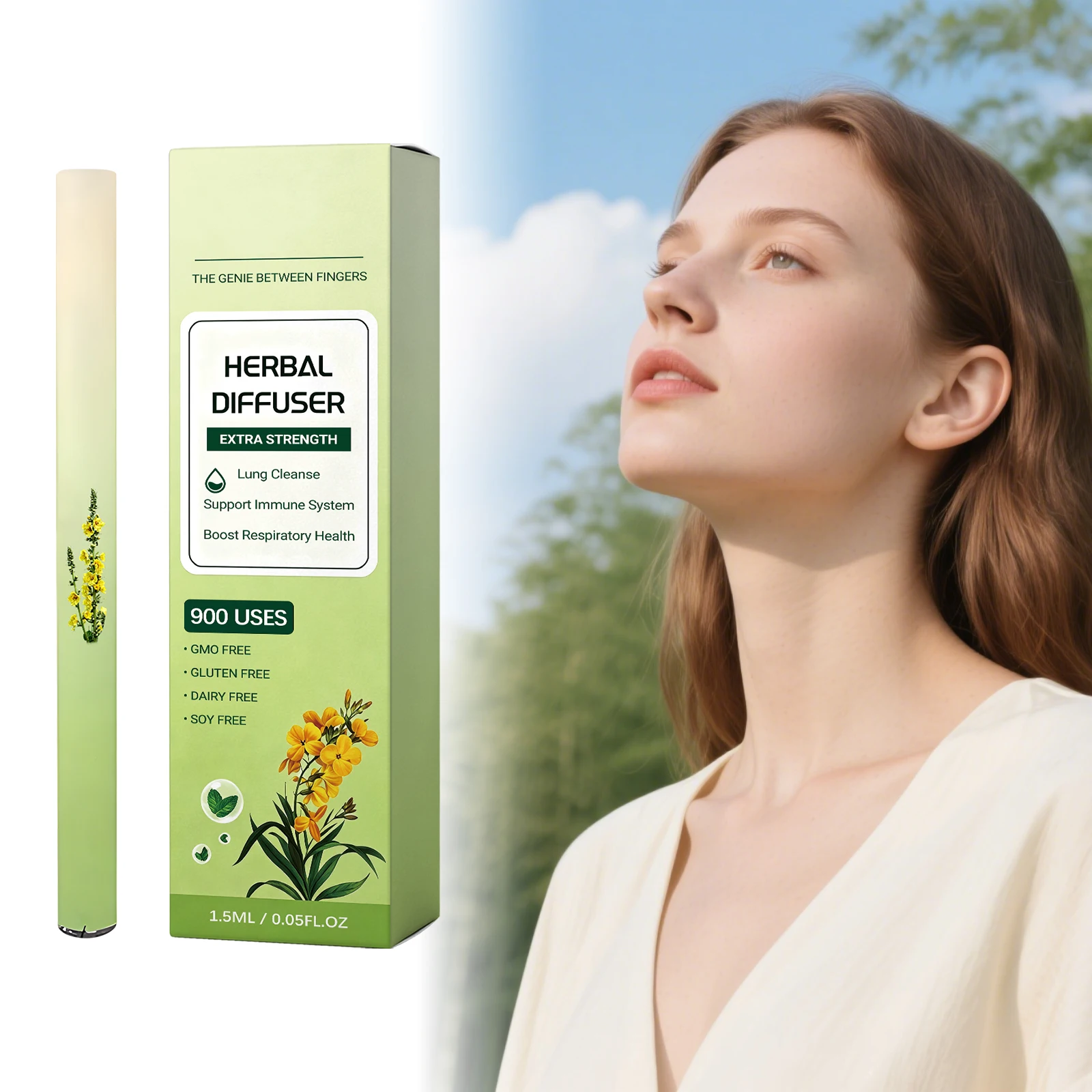 Kräuter-Diffusor Inhalator-Stick zur Entspannung, Stimmungsaufhellung, Immunstärkung, Fokusverbesserung, Energiezufuhr und Linderung des täglichen Müdigkeitsgefühls, Tragbarer Kräuter-Energie-Stick – Detail 7