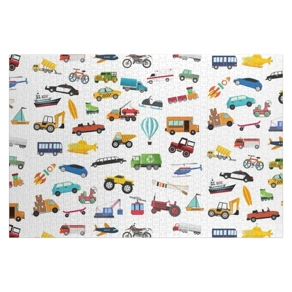 

Little Boy Things That Move Vehicle Transportation Collection Jigsaw Puzzle Photo Personalized Wooden Name For Children Puzzle