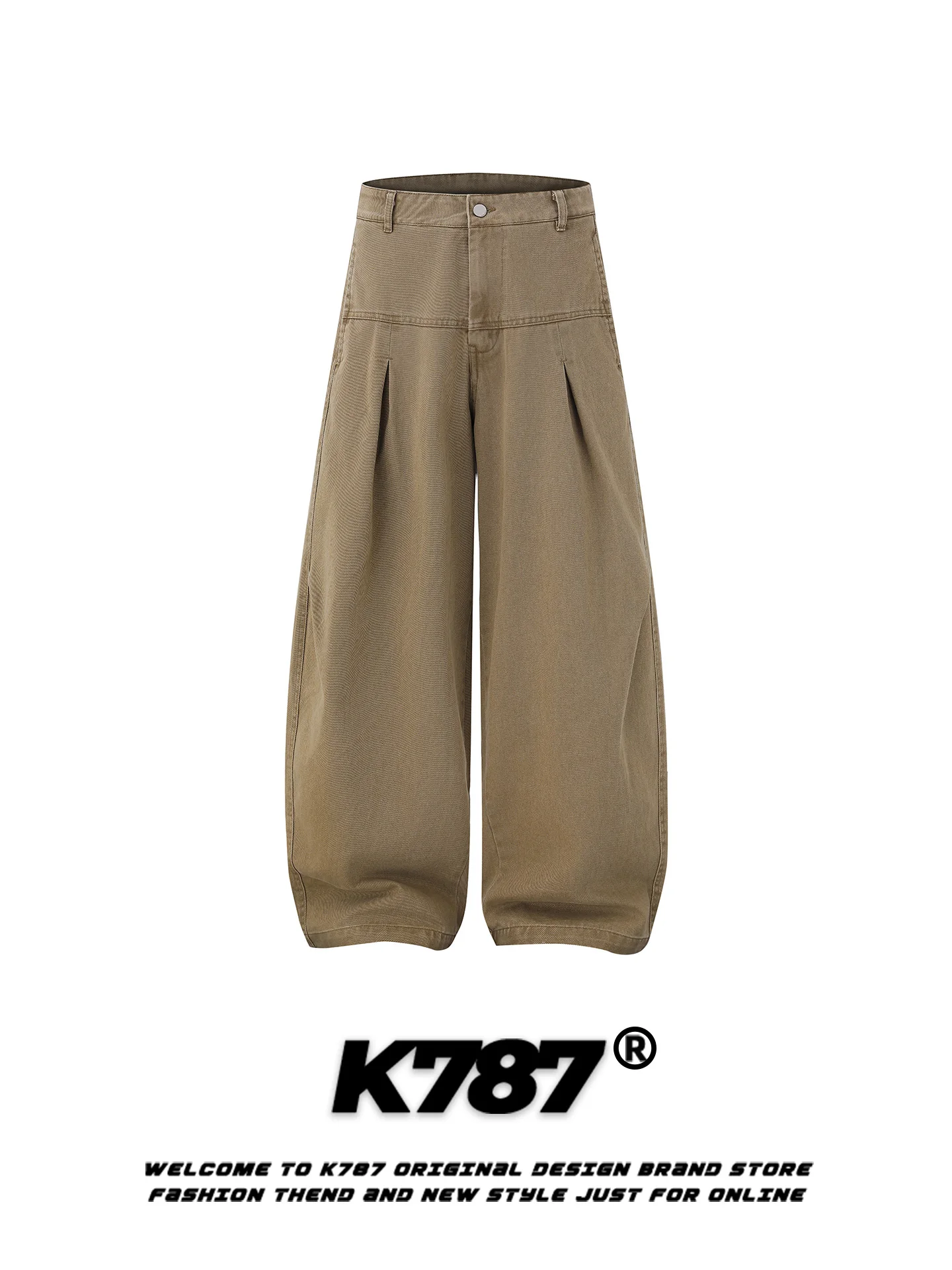 

Брюки K787 в американском ретро-стиле, свободные, с высокой талией, плиссированные, широкие штанины, унисекс, для уличного стиля