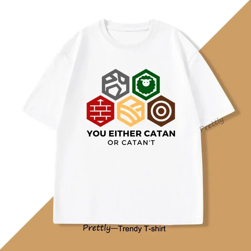 Camiseta Catan para mujer, camiseta Grraphic de juego, camiseta estampada para mujer, ropa holgada, camisetas con cuello redondo, ropa de moda Unisex