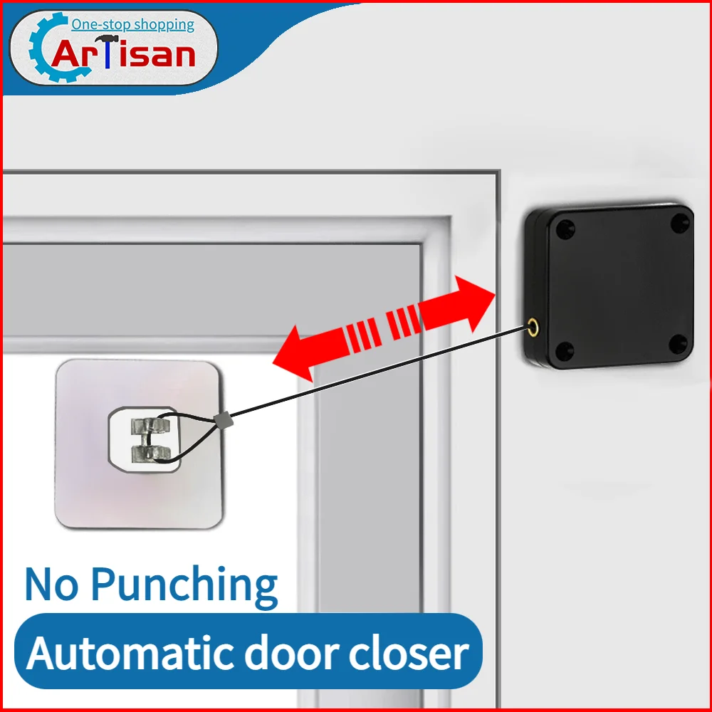 Door Closer Automatic Closing Sliding  Latch No Punching Automatic Door Lock for Sliding Mesh Closer Closed for Refrigerator