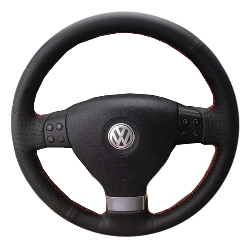 

For Volkswagen Golf 5 Mk5 Passat B6 Tiguan 2007 - 2011 Hand Sewing Leather Wrap Car Steering Wheel Cover Interior Accessories