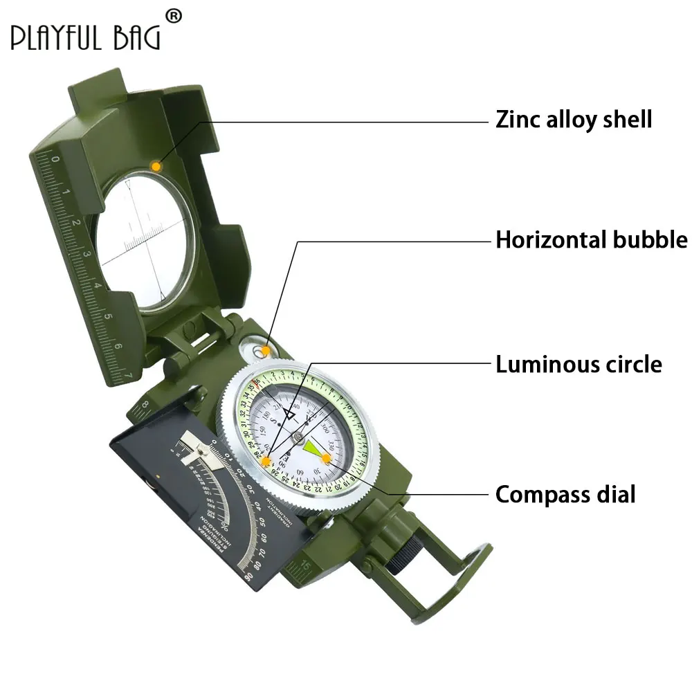 Travel K4074 High Precision Metal Compass Luminous Dial Multi-purpose American Compass Outdoor Survival Tool Camping Gear NA69S
