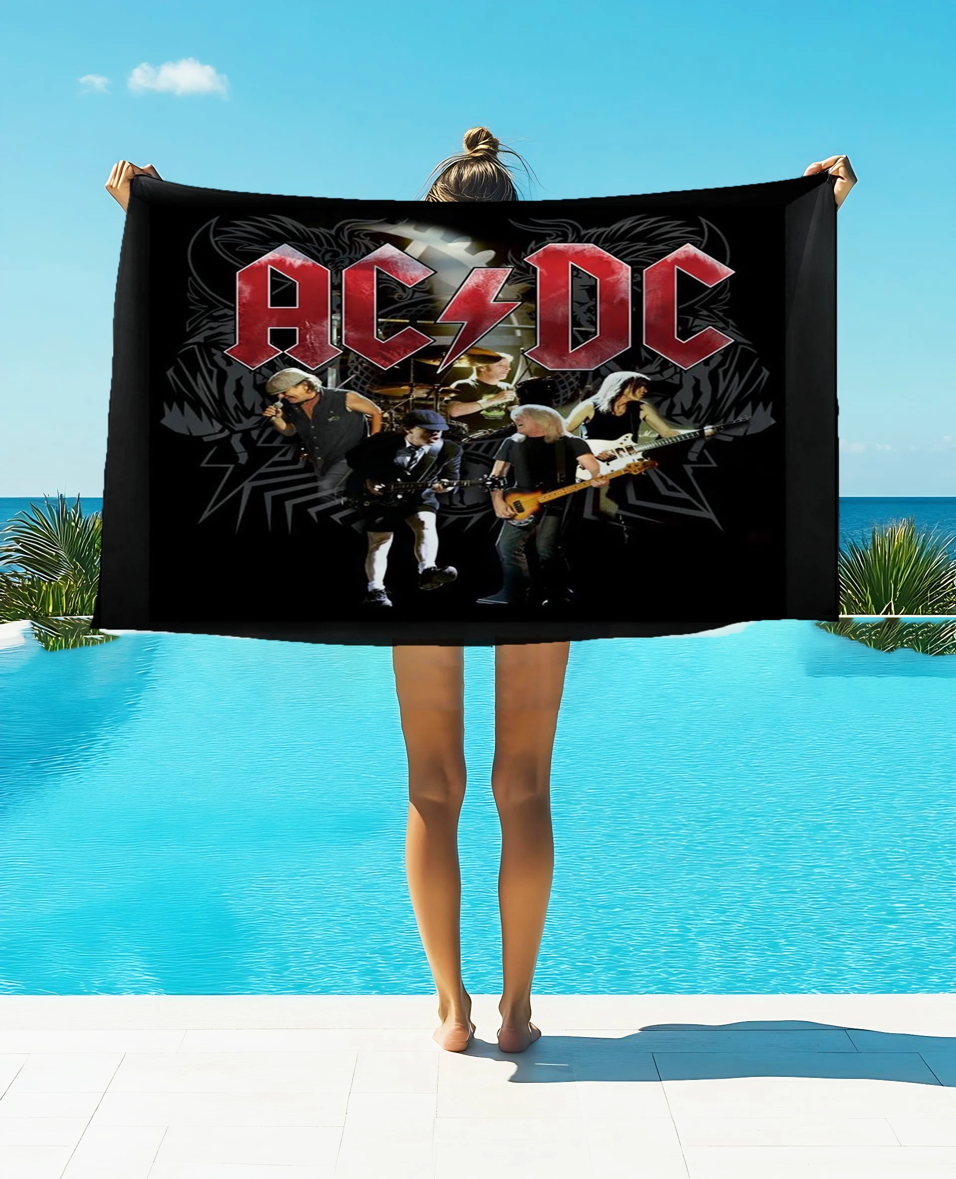 Rock Singer A-AC D-DC Band Large Thin Bath Towels Bathroom Serviette Microfibre Beach Microfiber Quick Drying Gym Shower Sea