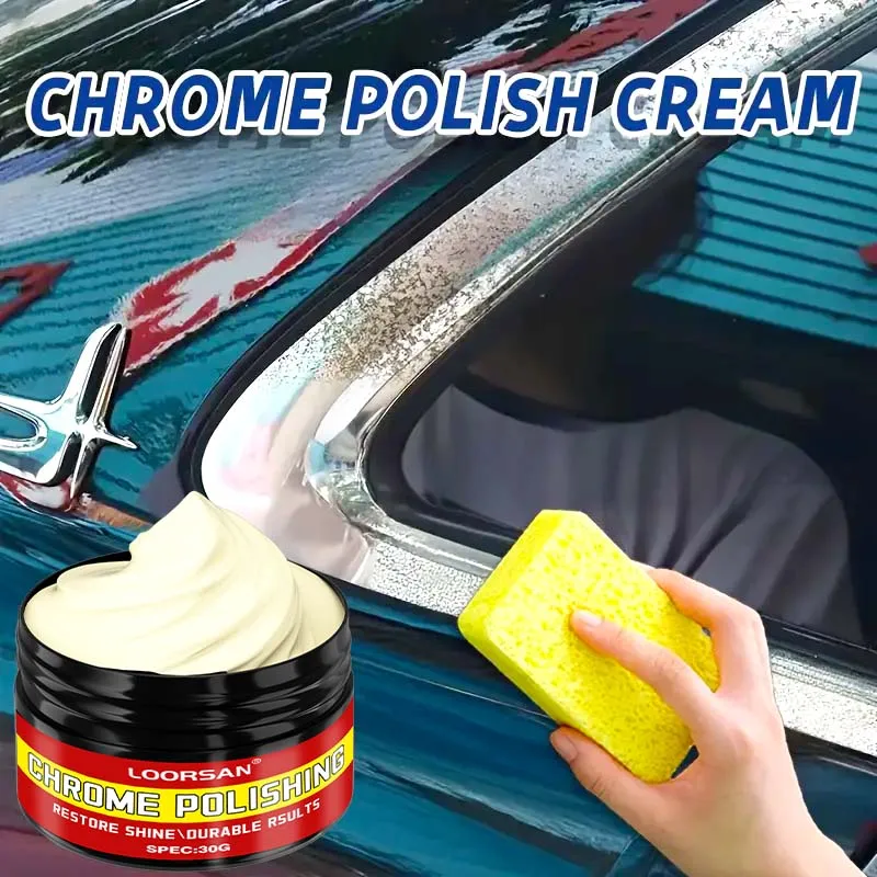 LOORSAN Metal Repair Chrome Polishing Cream, Rust & Oxidation Remover Paste for Car Chrome Trim, Wheels and Metal Parts