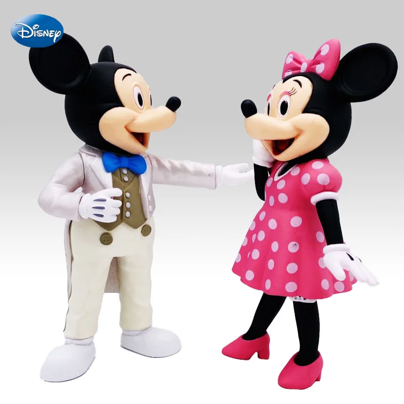 

2pcs/Lot Mickey Mouse Figures Decoration Disney Pink Minnie Doll Collectible Anime Figurines Birthday Gift Toys For Girl Woman