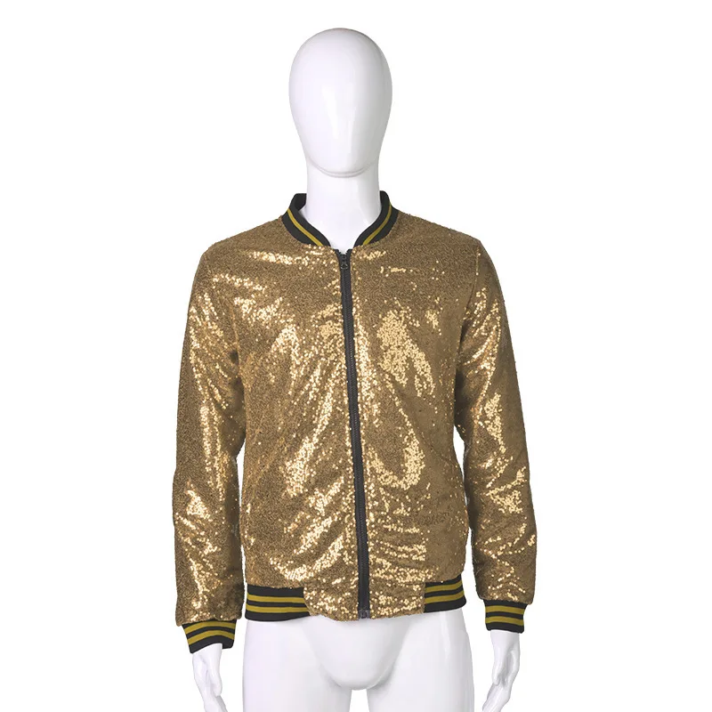 Men's Plus Size Loose Sequin Dancewear Zipper Cardigan Jacket