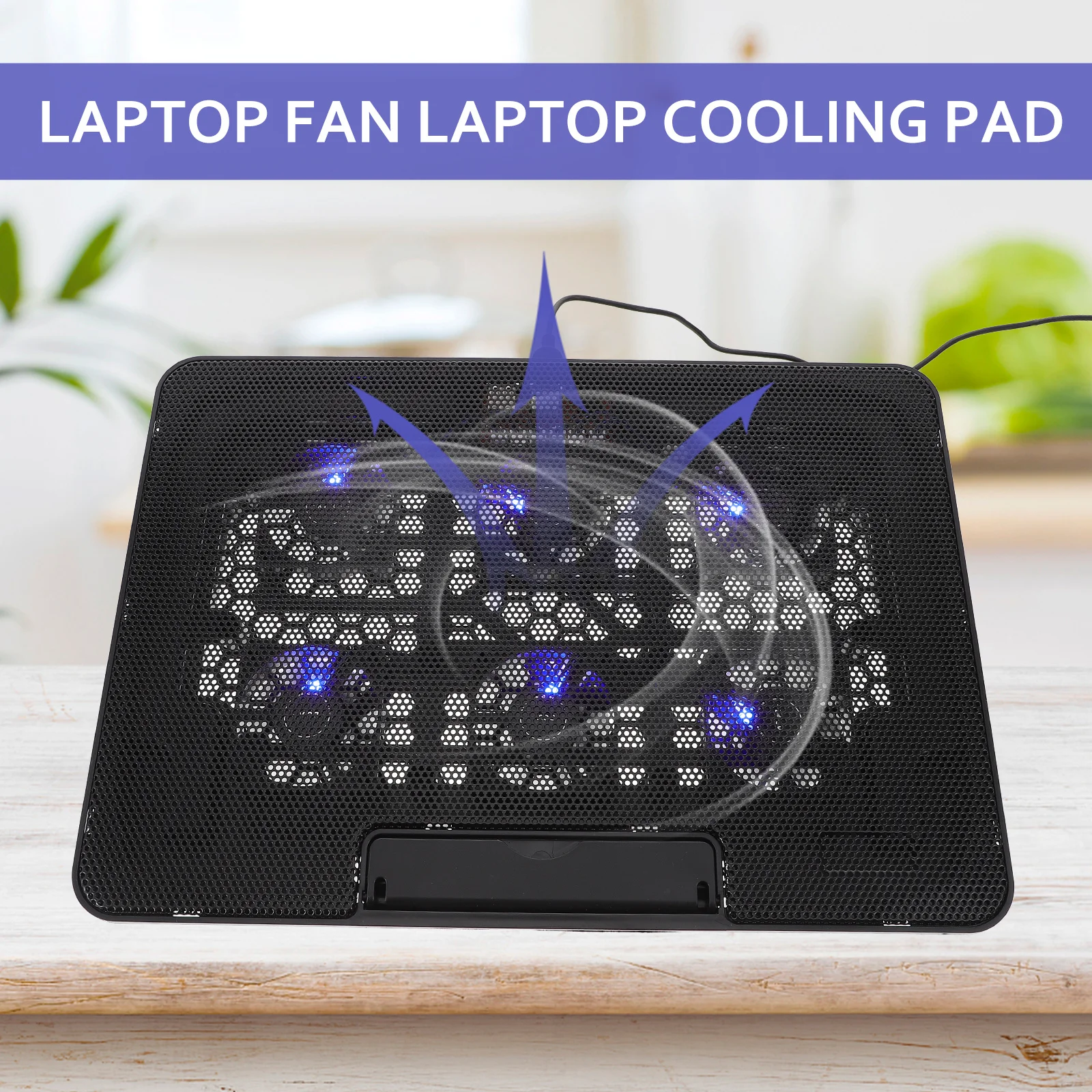 

Laptop Cooling Pad Adjustable Air Cooler 6-Fan Holder Lightweight Quiet Slim Laptop Stand Cooler for Travel Use