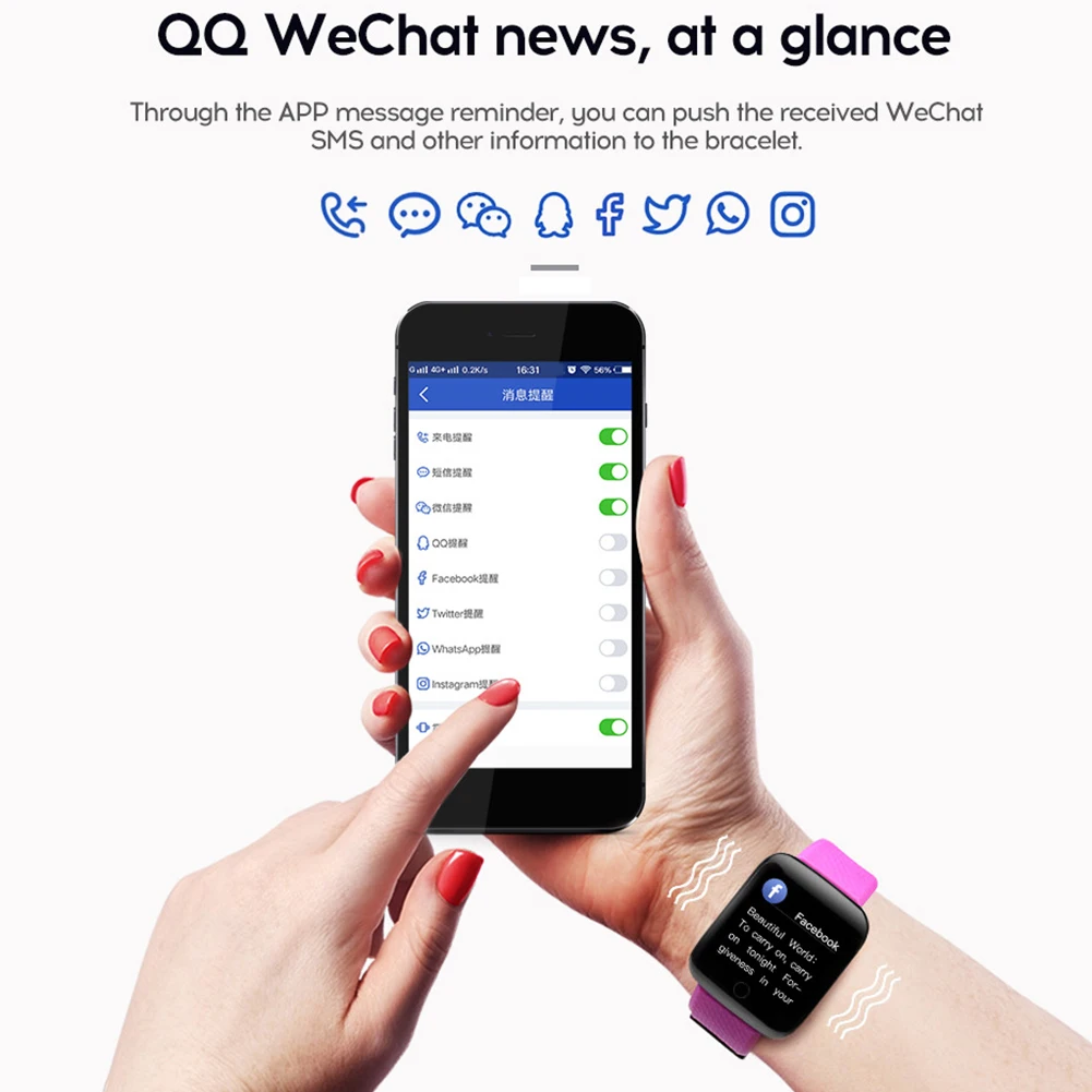 116Plus D13 1.3 Inch Color Touch Screen Pedometer Fitness Tracker Smart Bracelet Heart Rate Monitor for All Ages