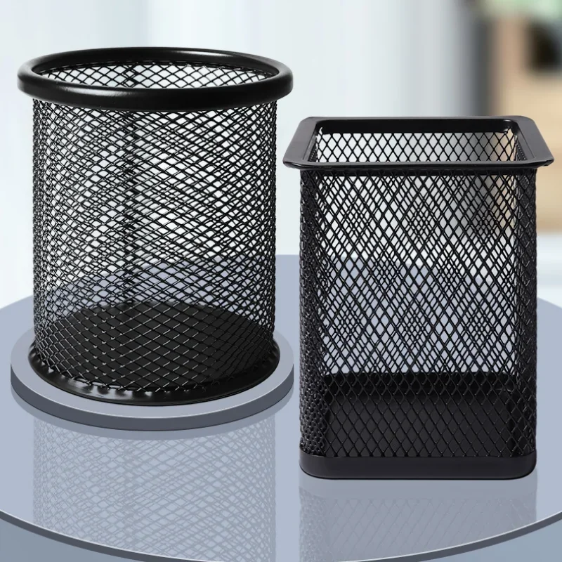 Stift halter Büro Schreibtisch Metallgitter quadratischen Stift Topf Fall Briefpapier Container Organizer langlebige Feder mäppchen schwarz