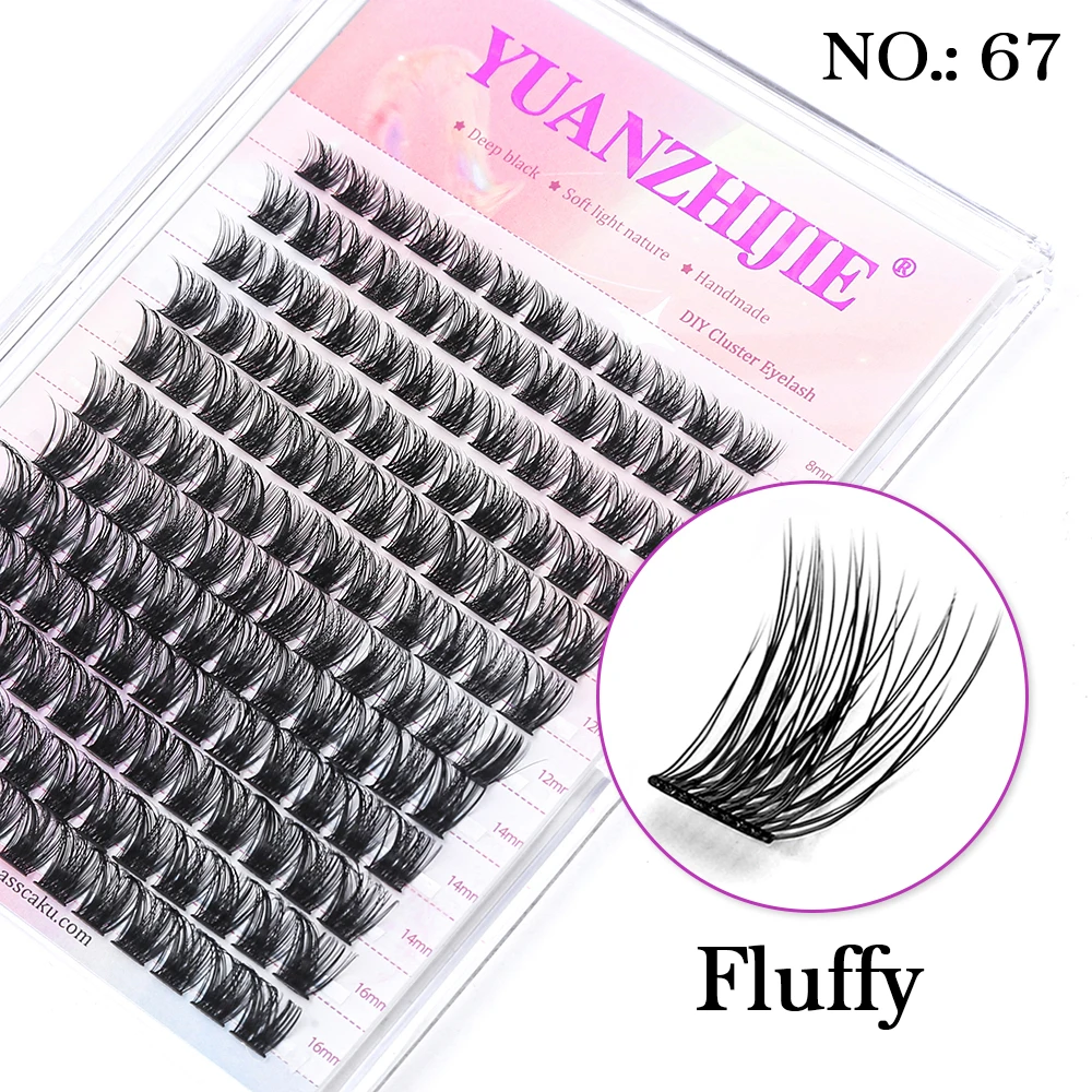 12 lijnen Super Pluizige YUANZHIJIE DIY Wimpers Cluster Individuele wimper Trossen Premium Materiaal Multi Puntige Natuurlijke Wimper