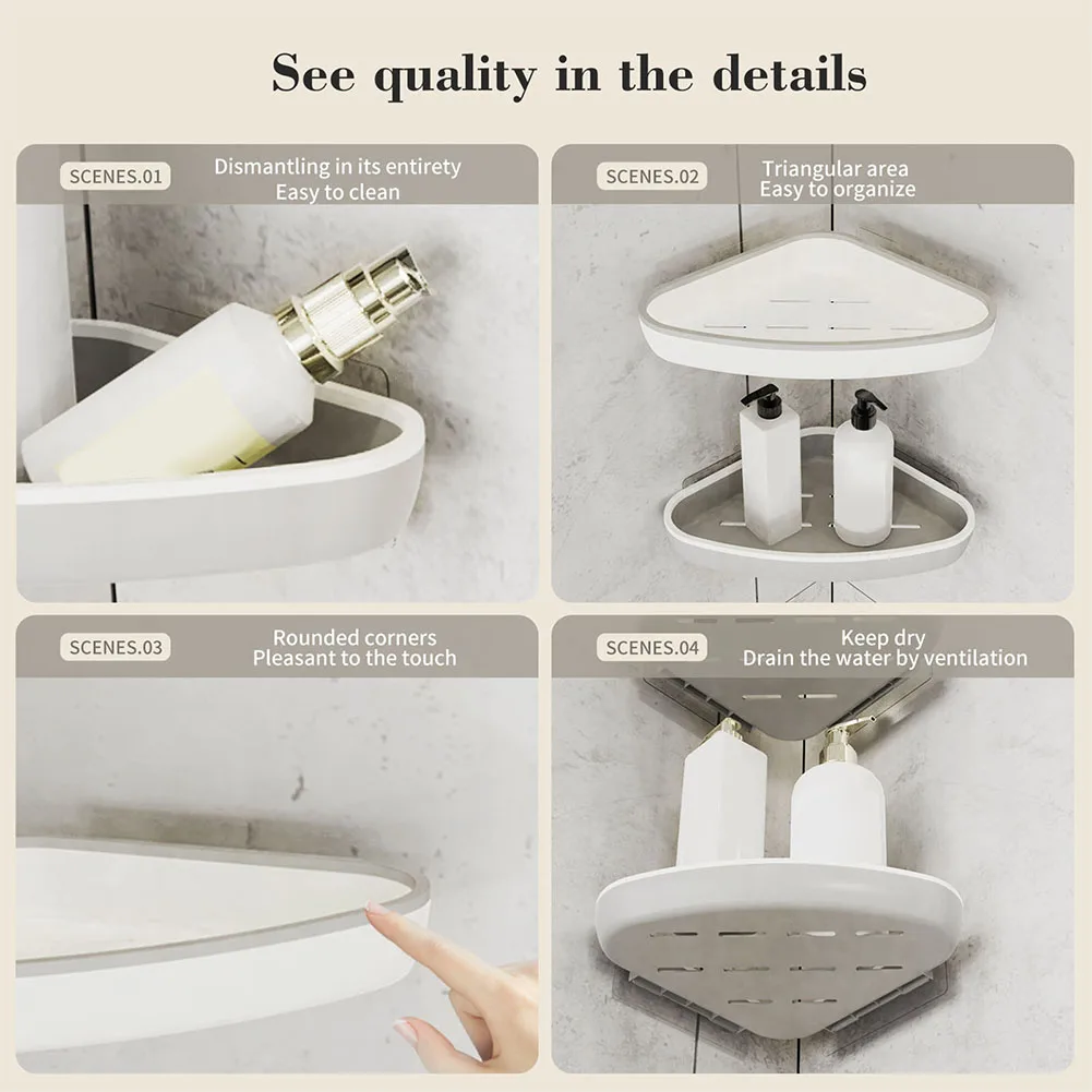 Rounded Corners Design Bathroom Organiser Multifunctional Organiser Rack For Cosmetics